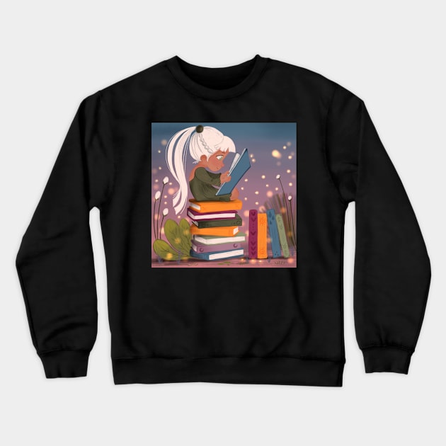 The girl reads Crewneck Sweatshirt by irina_zhelinskaya